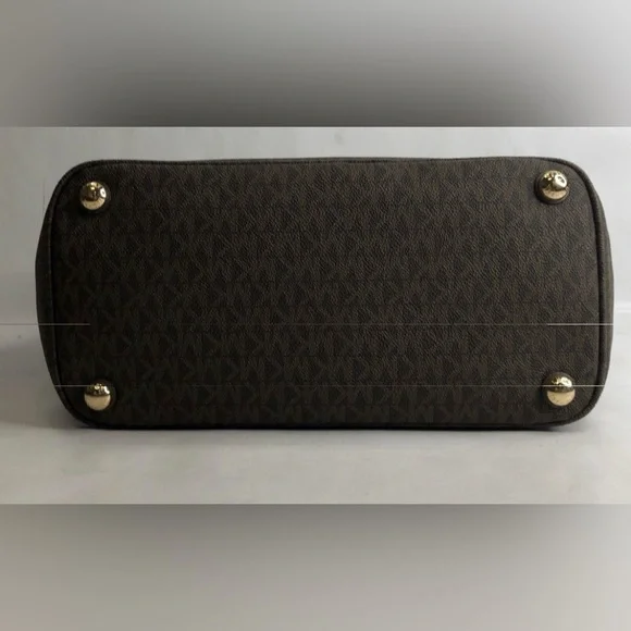 Michael Kors Olive/ Brown Monogram Tote with Logo Charm - Picture 3 of 4